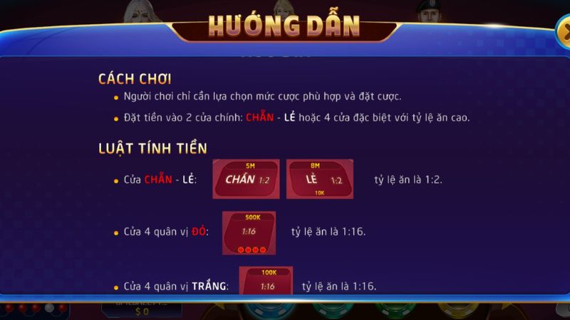 Luật chơi được chuyển thể từ phiên bản ngoài đời thực vào nhà cái