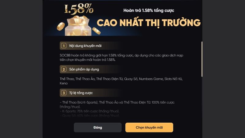 Nội dung ưu đãi hoàn trả thể thao được nhà cái quy định chi tiết