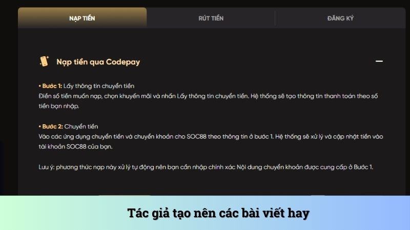 Tác giả tạo nên những bài viết hay trên website