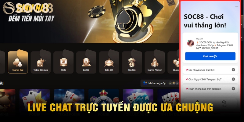 Live chat trực tuyến được ưa chuộng